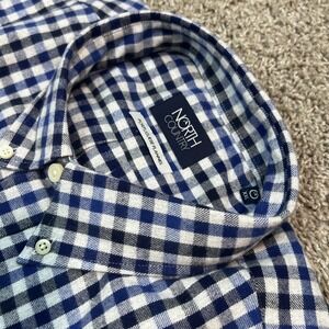 North Country Portuguese Flannel Shirt Men's XXL Blue Plaid Made‎ In Portugal